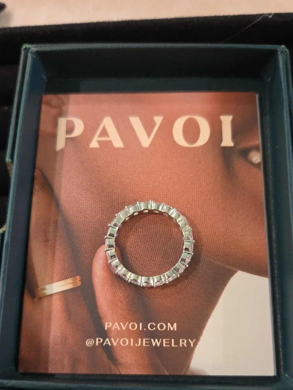 Pavoi 14k White Gold Plated Cubic Zirconia Eternity Band Sz 7 3/4-8